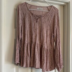 Lucky Brand Dusty Rose Peasant Blouse